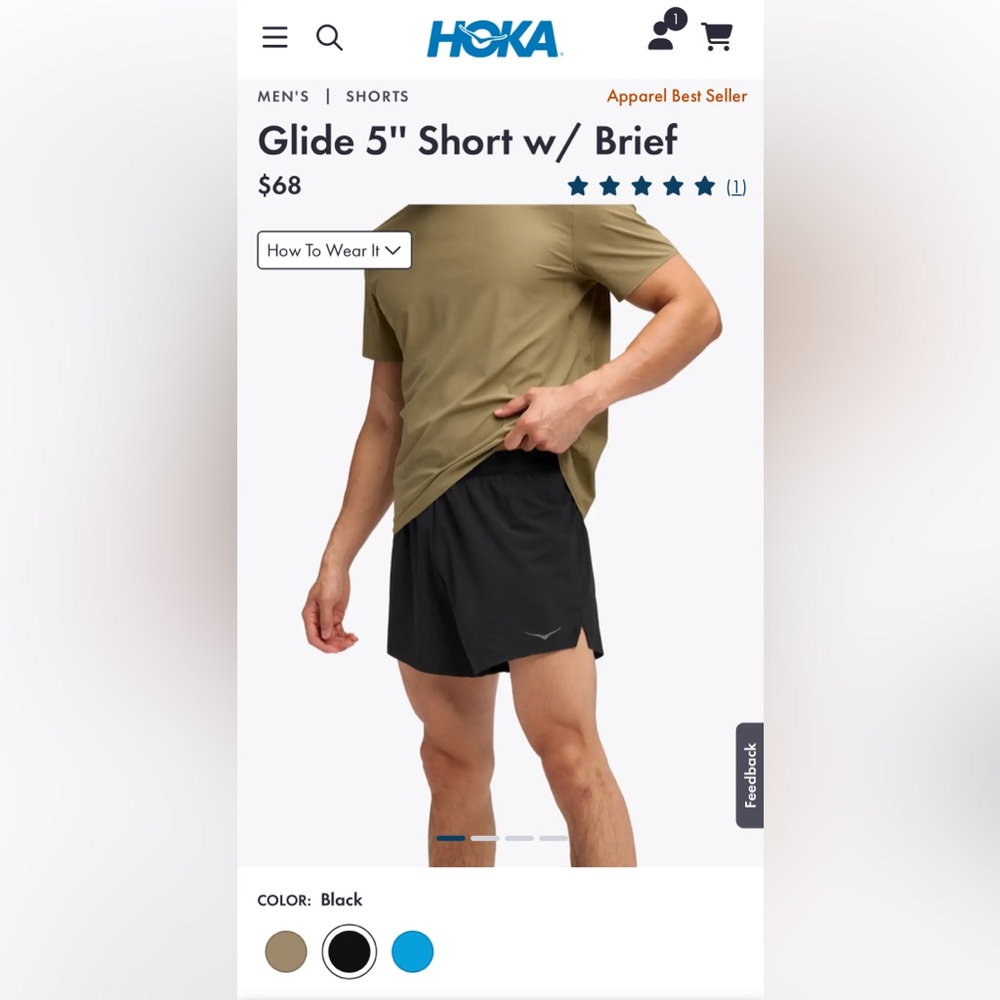 Hoka Men's Glide 5" Running Shorts - Black